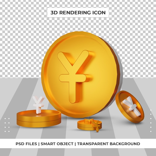 PSD moneta yuan cinese simbolo di valuta oro rendering 3d