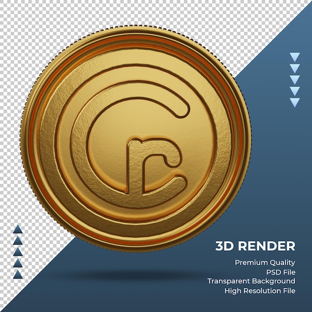 Coin cruzeiro brazil currency symbol gold 3d rendering front