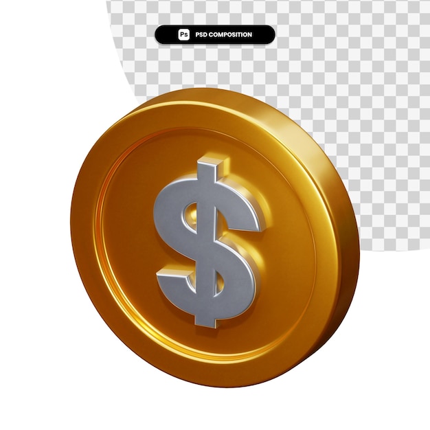 Moneta dollaro 3d rendering isolato