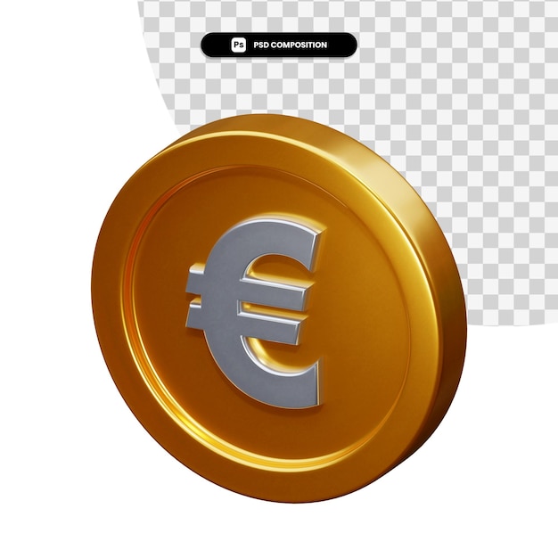 Coin euro 3d rendering isolated