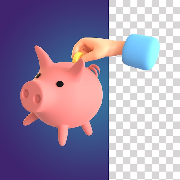 Coin piggy bank 3d illustration