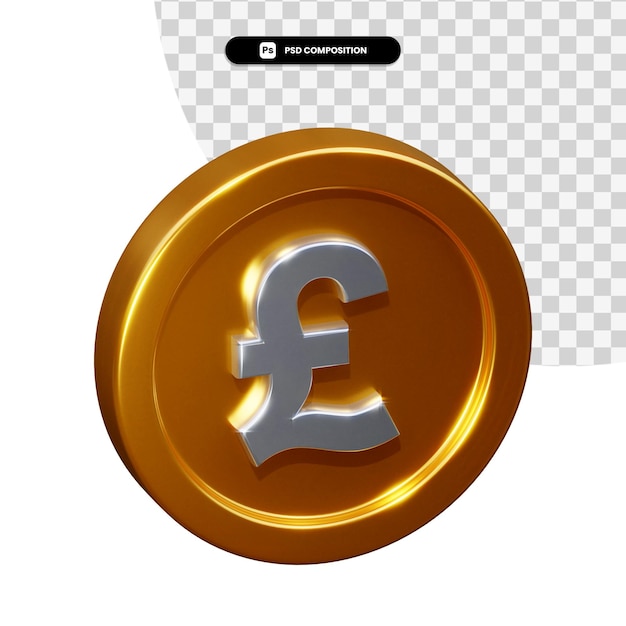 Coin pounds 3d rendering isolated