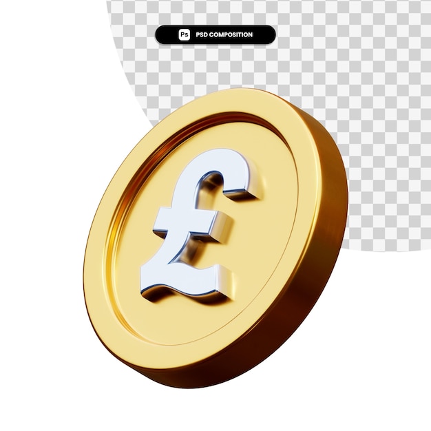 PSD coin pounds 3d rendering isolated