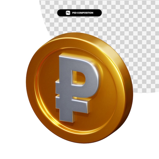 Coin ruble 3d rendering isolated