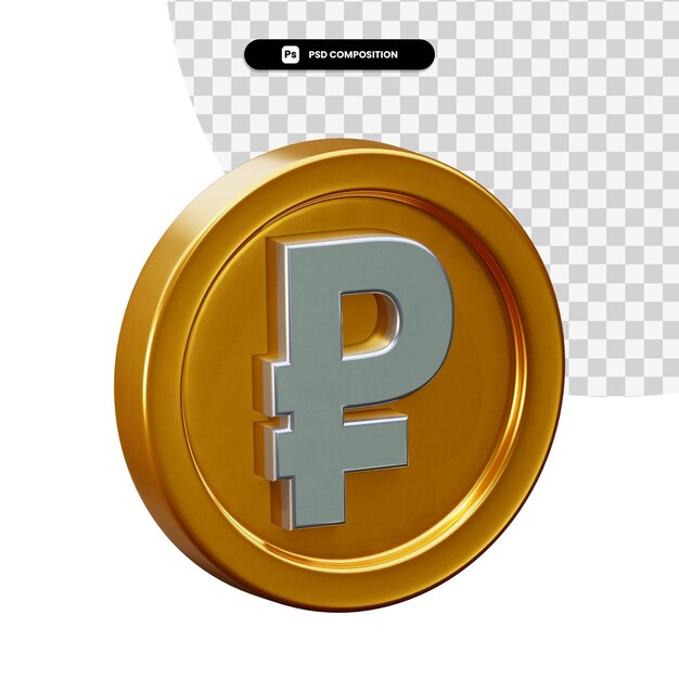 Coin ruble 3d rendering isolated