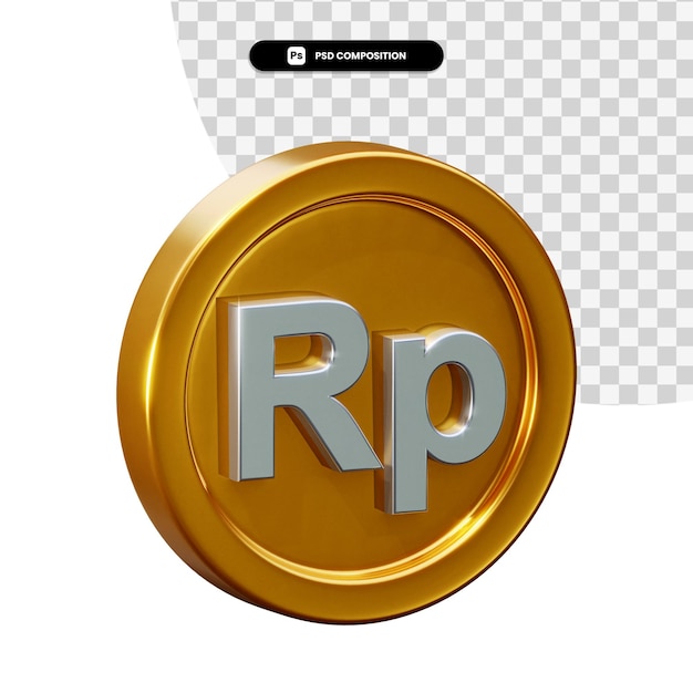 Coin rupiah 3d rendering isolated