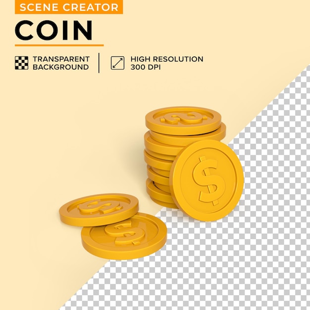 Coin scene creator 3d illustration