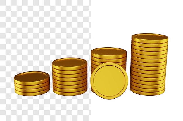 PSD coin stack 3d illustration concept