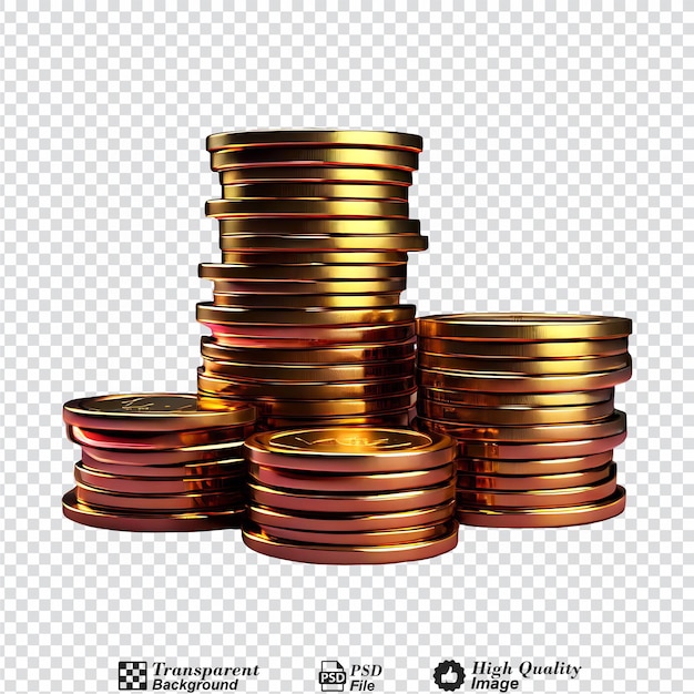 PSD coin stacks isolated on transparent background