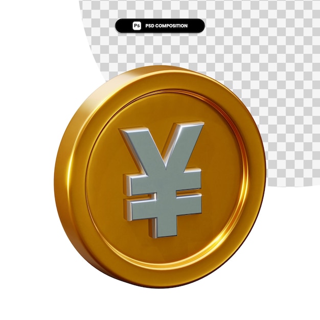 Coin yen 3d rendering isolated