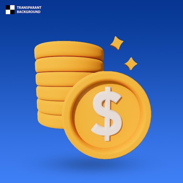 coins dollar 3d icon isolated