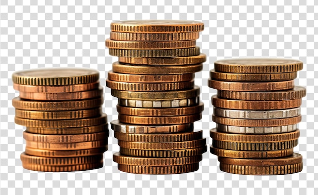 PSD coins isolated on transparent background png