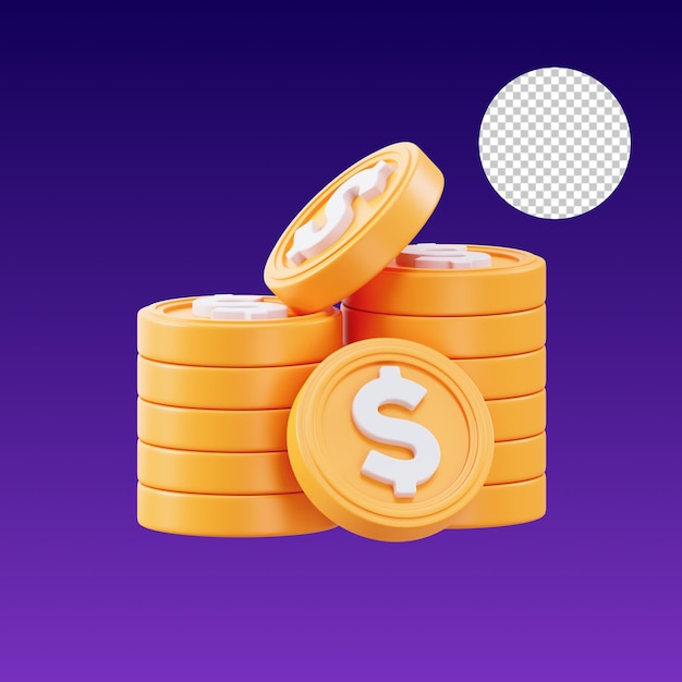 Coins stack 3d illustration