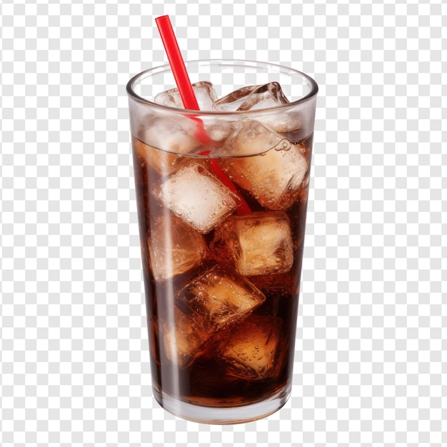 Coke with ice on transparency background psd