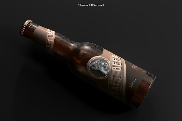 Mockup di bottiglia di birra fredda con configurazione di colore scuro