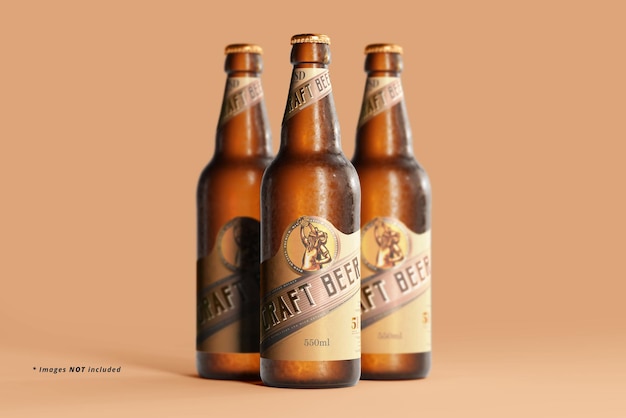 Mockup di bottiglia di birra fredda