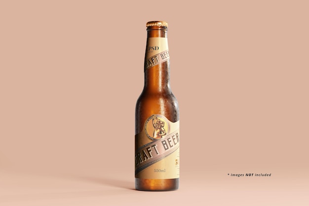 Mockup di bottiglia di birra fredda