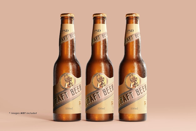 Cold beer bottle mockup