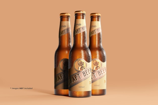 Mockup di bottiglia di birra fredda