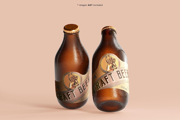 Cold beer bottle mockup