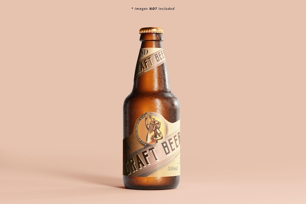 Cold beer bottle mockup