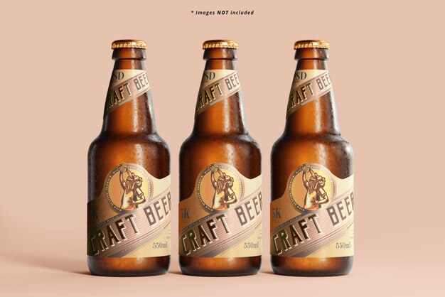 冷たいビール瓶のモックアップ