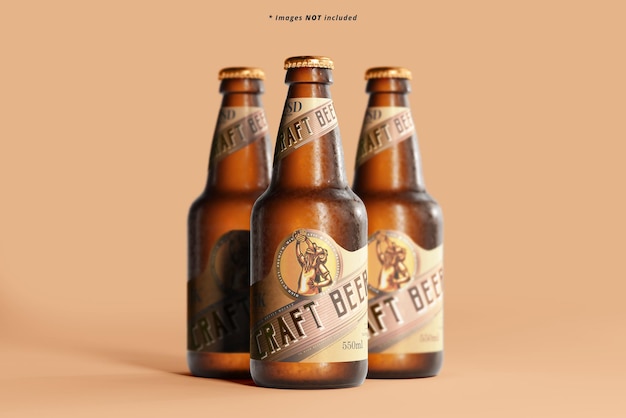 Cold beer bottle mockup