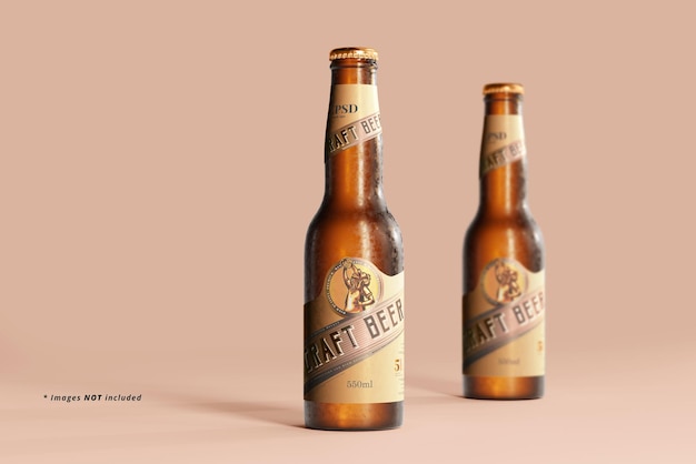 Cold beer bottle mockup