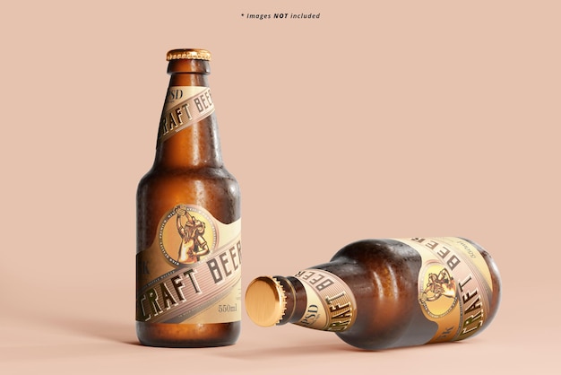 Mockup di bottiglia di birra fredda