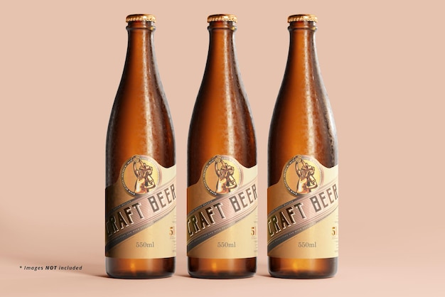 Mockup di bottiglia di birra fredda