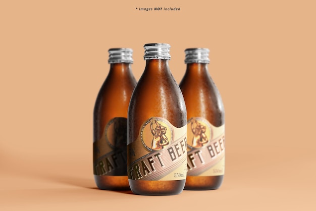 Cold beer bottle mockup