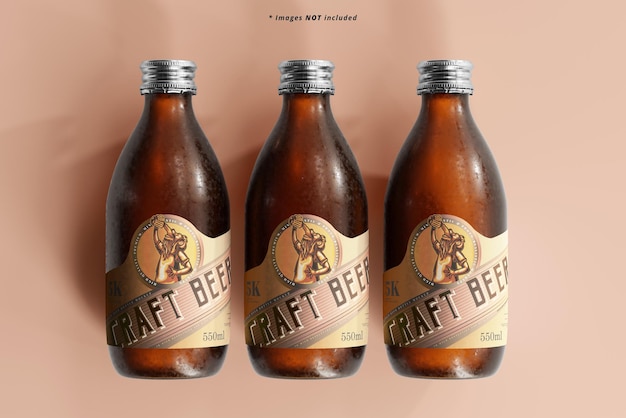 Cold beer bottle mockup