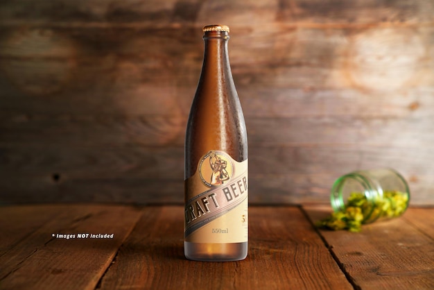 Cold beer bottle mockup