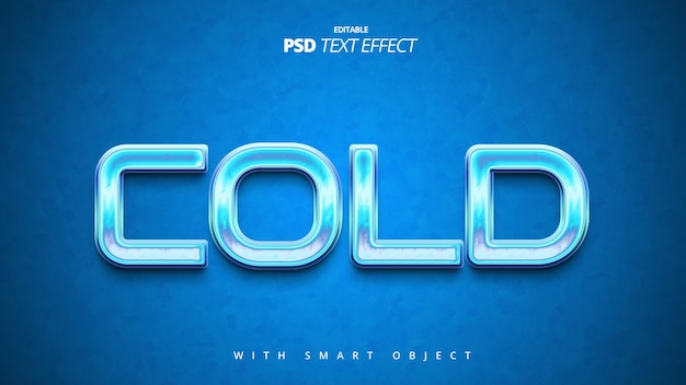 PSD cold blue ice 3d text effect design