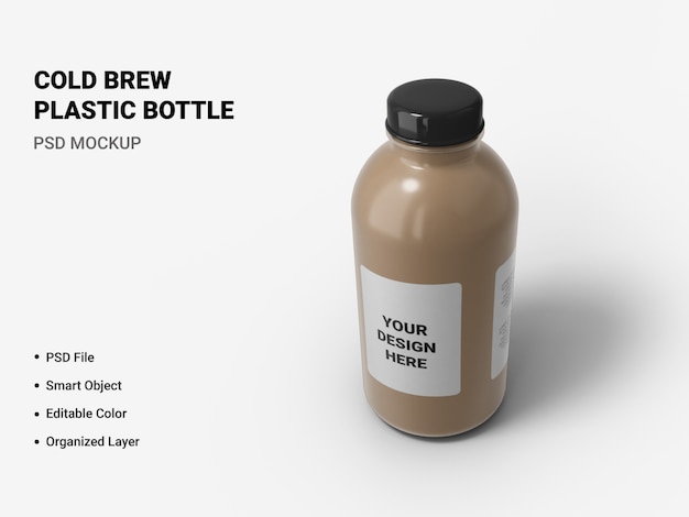 Cold brew plastic bottle mockup isolated