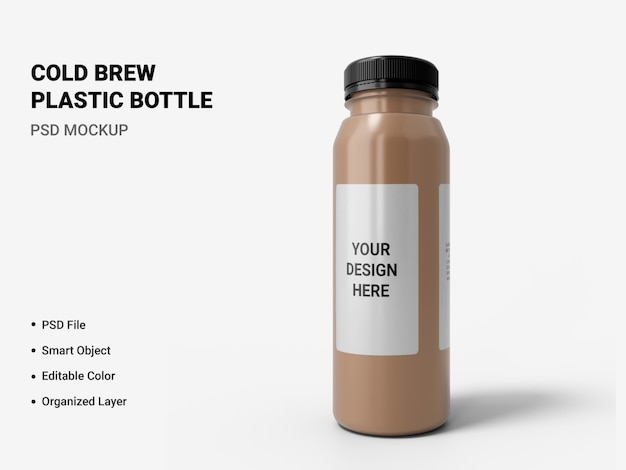 Cold brew bottiglia di plastica mockup isolato