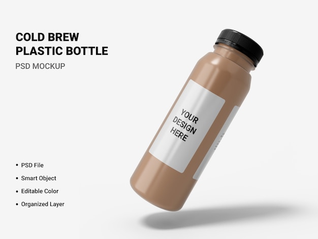 Cold brew plastic bottle mockup isolated