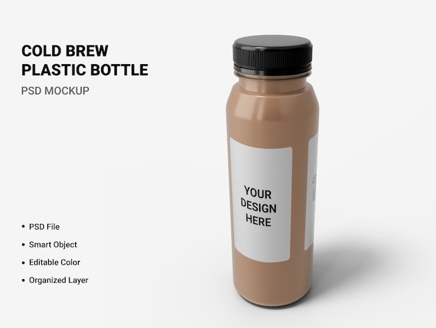 Cold brew plastic bottle mockup isolated