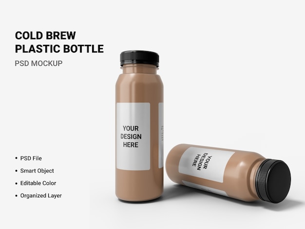 Cold brew plastic bottle mockup isolated