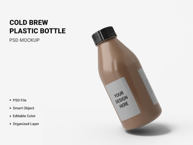 PSD cold brew plastic bottle mockup isolated