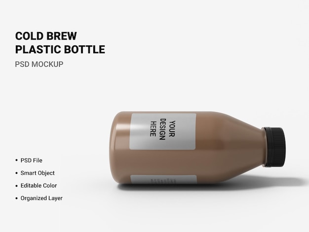 Cold brew plastic bottle mockup isolated