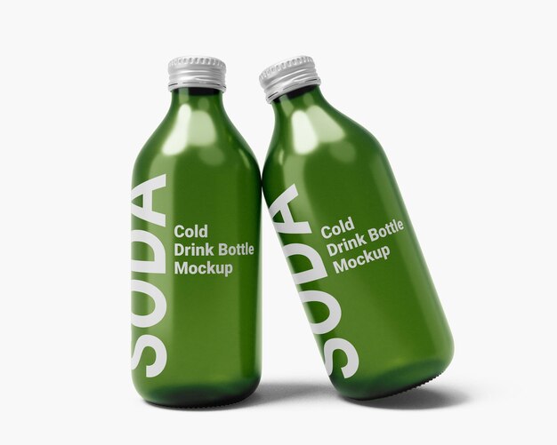 cold drink glass bottle mockup