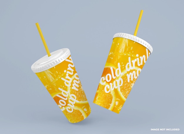 Cold juice drink cup mockup template