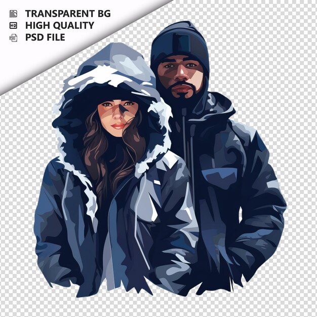 PSD cold white couple flat icon style white background isolat