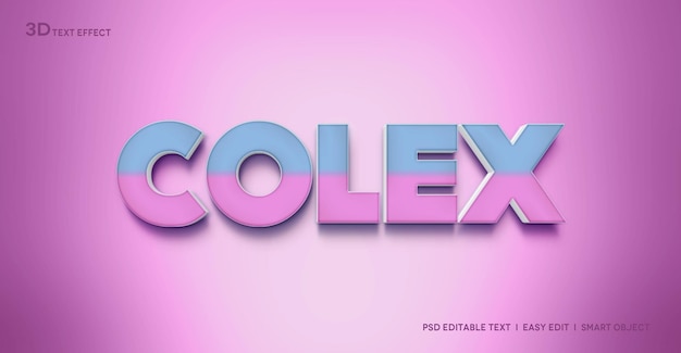 PSD colex 3d-tekststijleffect mockup-sjabloon premium