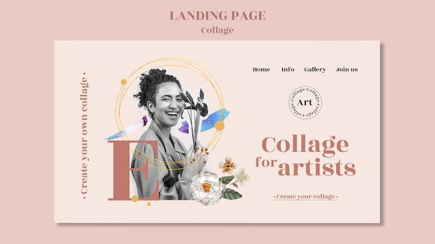 PSD collage for artists landing page template