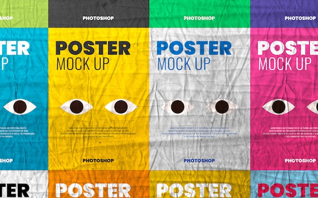 Collage betegelde poster mockup realistisch