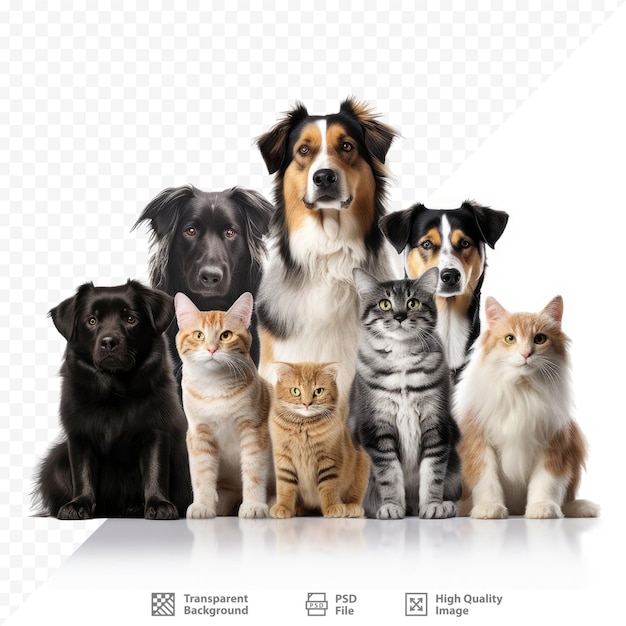 Un collage di cani e gatti con un cane e un cane su sfondo bianco.