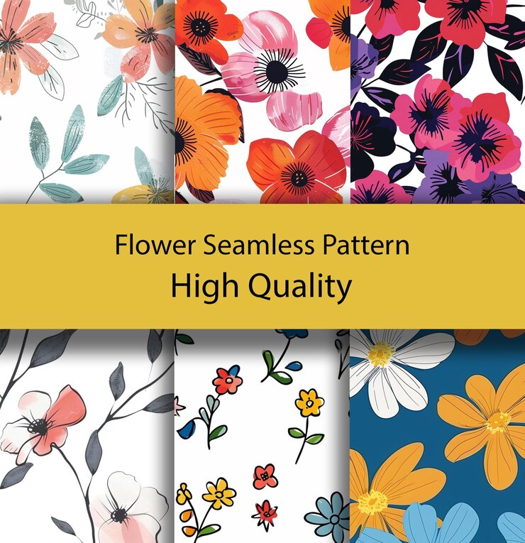 PSD a collage of floral patterns including a flower pattern floral background