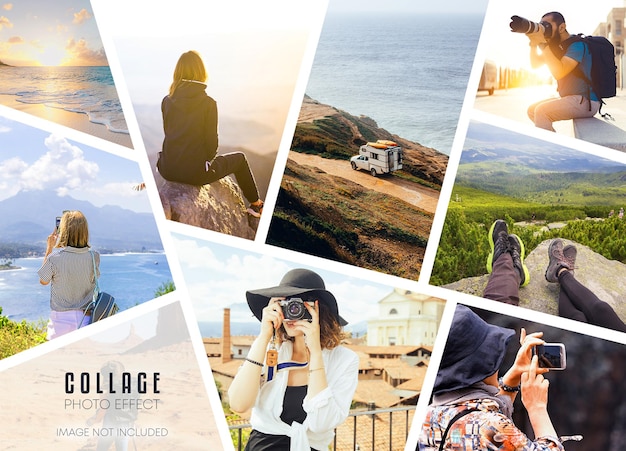 PSD collage grid en photo collage frame effect mockup